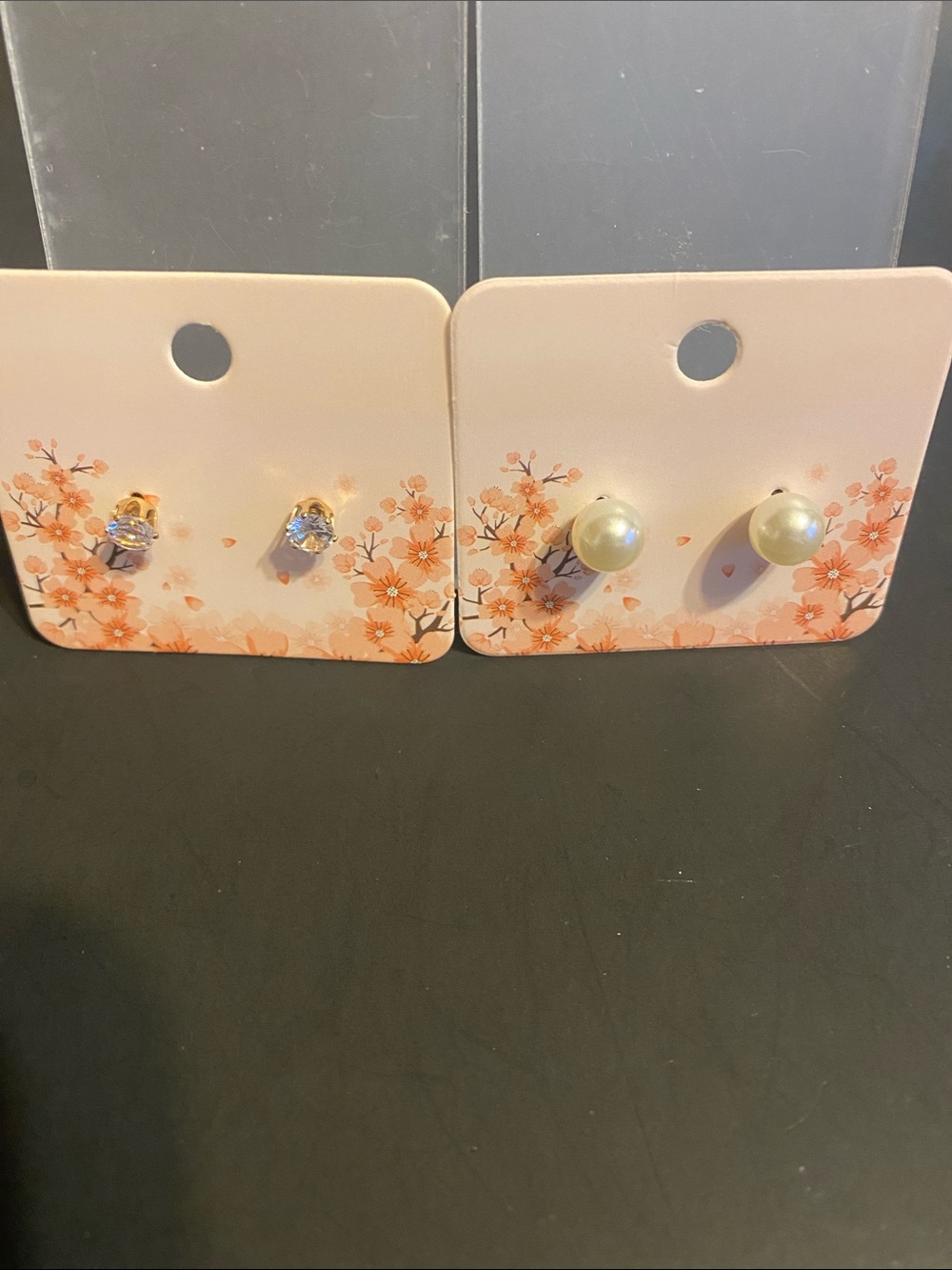 Pearl and Crystal Stud Earring Set - Cream & Clear